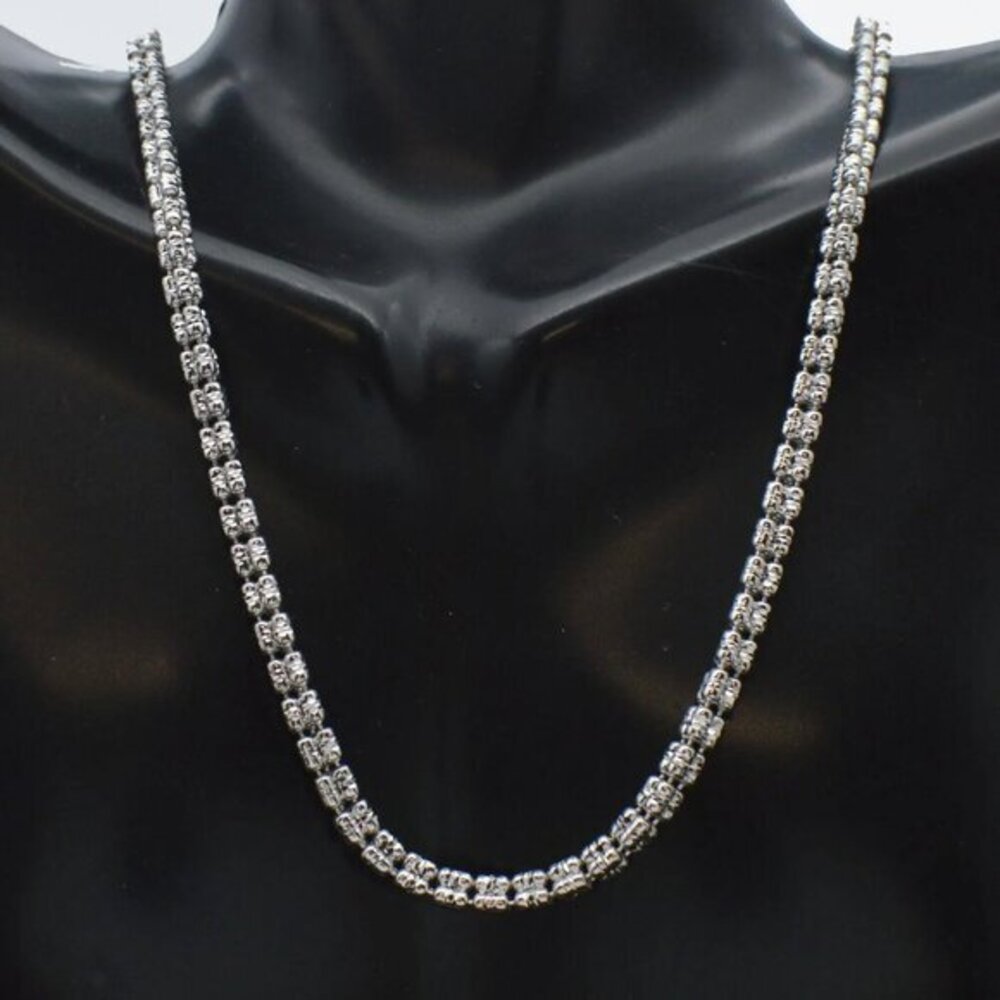 New Solid Sterling Silver Silver Ice Chain Necklace 18” Inches 4mm width
